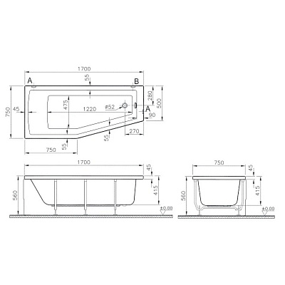Vitra панель боковая декоративная Riva (Neon асимметр.) 50 см, 51650001000