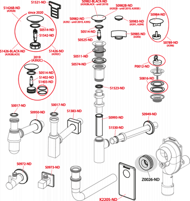 Сифон AlcaPlast A4320BLACK для умывальника DN32, U-форма с накидной 5/4", черный-мат