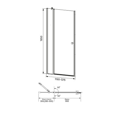 Душевая дверь распашная Iddis Ray RAY6CP2i69 119-121,5х195см