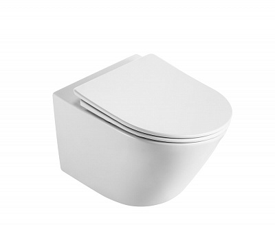 Унитаз подвесной безободковый (торнадо) DQ Schille DT1466516, 570*430*360мм, микролифт, белый