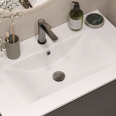 Выпуск IDDIS для умывальника с переливом матовый графит, Slide SLIGM1Wi88