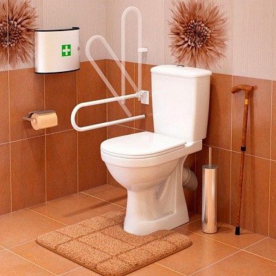 Унитаз-компакт Персона (выше на 5см) ЛЮКС (поручень белый) с сиденьем микролифт, арматурой УКЛАД Оскольская керамика 42301110001