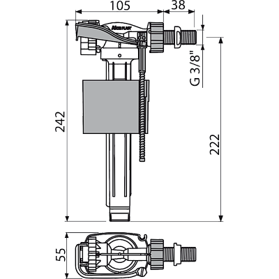 Впускной механизм с боковой подводкой AlcaPlast A150-3/8"