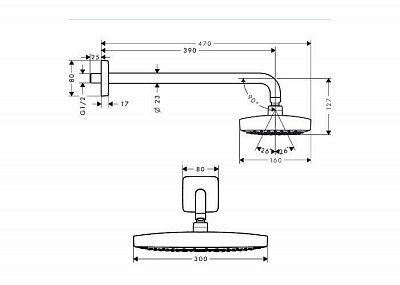 Hansgrohe Raindance Select E 300 2jet верхний душ хром 27385400