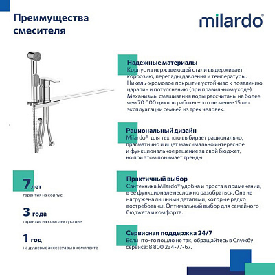 Смеситель с гигиеническим душем с установкой на унитаз Milardo Tidy 001SB00M08