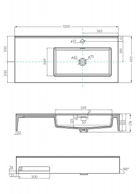 Раковина AQUATON Квадро Про 100 правая 1A733231QA01R