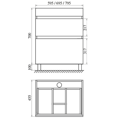 Тумба напольная MIRSANT Karelia 60 (под ум-к Simple 60, 269752)