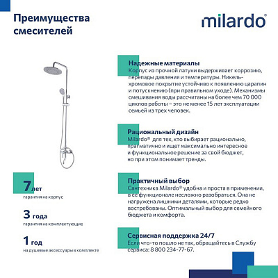 Душевая система с тропическим душем Milardo Stripe STRSB1FM06