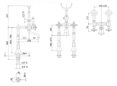 Напольный смеситель для ванны CEZARES LORD-VDP LORD-VDP-01-M