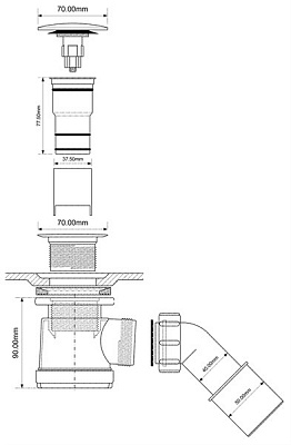 Трап для душевого поддона MRS2CL-CB