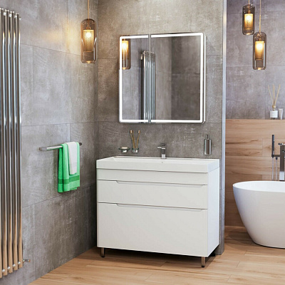 Тумба напольная MIRSANT Flat 100/2 (раковина Astra 100,Line 100) (рак. 268528, 268529 в комплект не входит)