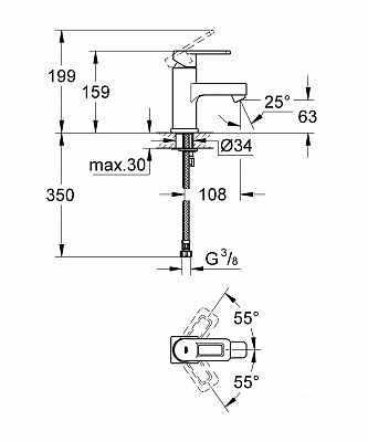 Смеситель для умывальника GROHE QUADRA 23105000