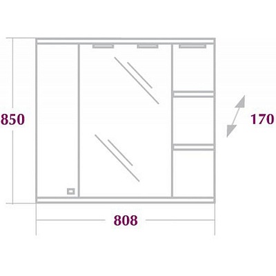 Шкаф-зеркало Onika Эльбрус 80 см правое 208022