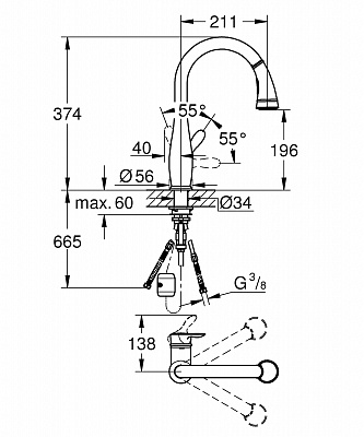 Смеситель для кухни GROHE Parkfield