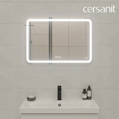 Зеркало с LED подсветкой с антизапотеванием 80x55 Cersanit 051 design pro bluetooth