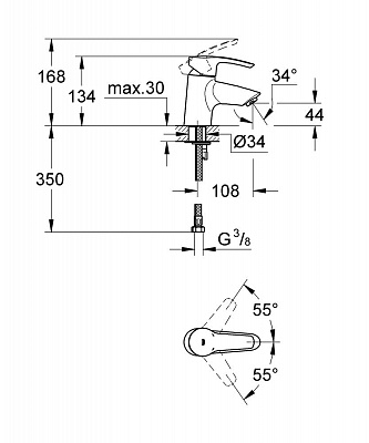 Комплект 2в1 GROHE EUROSTYLE 0516 (ванна к.н. 33 591001+ тюльпан 32 468001 + СУМКА МАЛАЯ GROHE)