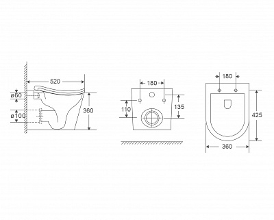 Унитаз подвесной безободковый торнадо D&K Bamberg DT1556516 микролифт
