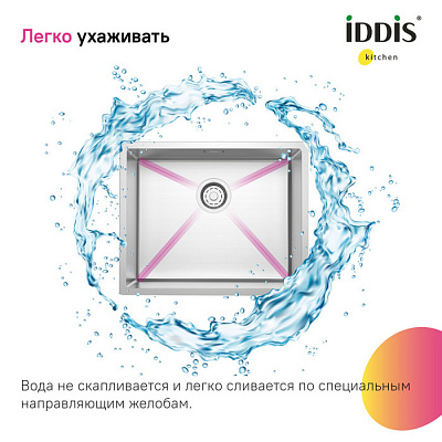 Мойка нерж. Edifice,54х44,для подстольного монтажа IDDIS EDI54S0i77