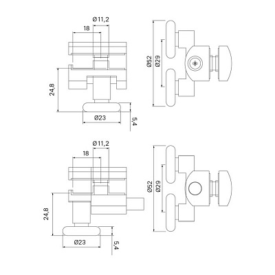 966D23C6DZ Ролик для душевой зоны двойные, 2 верхних + 2 нижних, стекло 5-6 мм, пластик, хром
