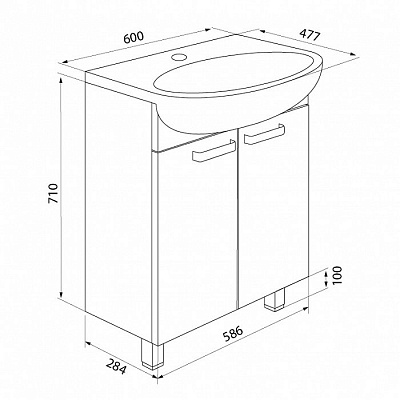 Тумба с раковиной IDDIS Harizma HAR60W2i95K