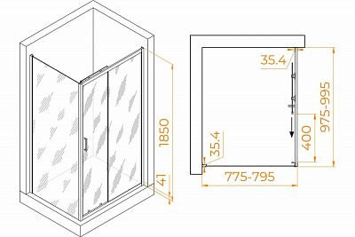 Душевой уголок 100х80 RGW PA-145 прямоугольный/хром/прозрачное/6 мм (Easy) 020814580-11