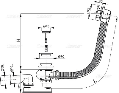 Сифон для ванны AlcaPlast A55K-120