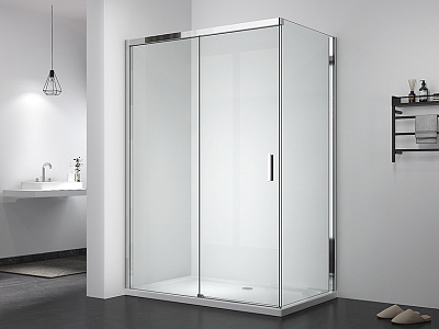 Душевое ограждение 120х90 MONTEREY EX-807 хром прозрачное стекло 8мм (Soft closing)