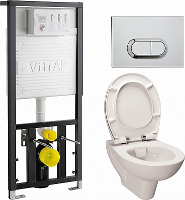 Комплект инсталляции с унитазом VitrA S20 9004В003-7202 хром(4в1)