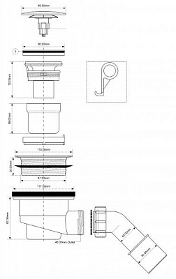 Трап для душевого поддона MRS4CLCP (кнопка)