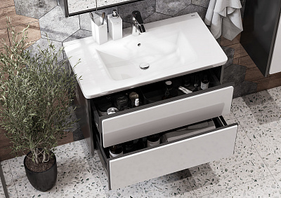 Тумба под раковину Roca Ronda 80 белый глянец/антрацит ZRU9302965