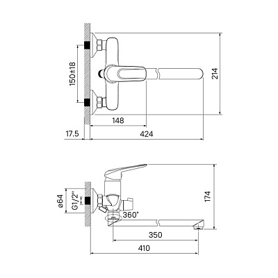 Смеситель для ванны Iddis Male MALSBL2i10WA