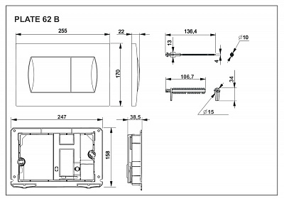 Панель смыва Roca Active 62B хром матовая 8901160B2