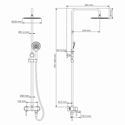 Душевой комплект со смесителем WasserKRAFT A14201