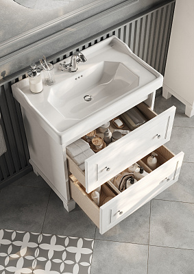 Тумба с раковиной Roca Carmen 80 2 ящика ZRU9307845, белый матовый