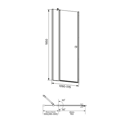 Душевая дверь распашная Iddis Ray RAY6CP1i69 1100х1950