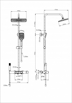 Душевая система с термостатом Wonzon & Woghand MUSE Legato, Белый матовый WW-B4129-MW