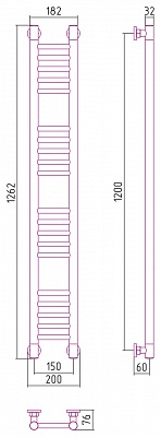 Полотенцесушитель водяной Сунержа Богема+" прямая 1200х150