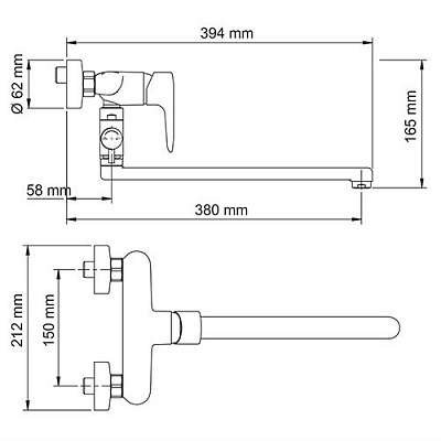 Смеситель для ванны с длинным изливом WasserKRAFT Vils 5602L