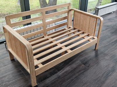 Диван на каркасе из бамбука с подушками Nature Bamboo+ Grey Fabric 1340 FN-060D-1