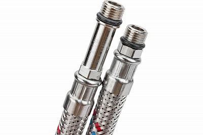 Подводка в оплётке S/S для смесителя Mateu FIL- NOX, 1/2 x М10*1 х 18(35), 0.4 м (пара)