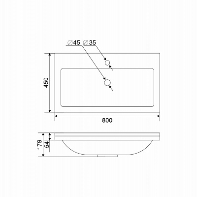 Раковина из литьевого мрамора MIRSANT Conte 80 УТ000084769