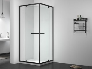 Душевое ограждение 100х100 MONTEREY EX-508B черный профиль прозрачное стекло 6мм (Side Sliding)