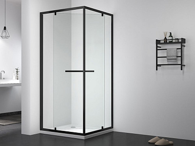 Душевое ограждение 100х100 MONTEREY EX-508B черный профиль прозрачное стекло 6мм (Side Sliding)