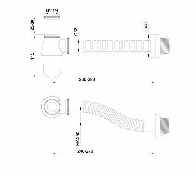 Сифон для раковины Wonzon & Woghand, черный матовый ww-88ss102-mb