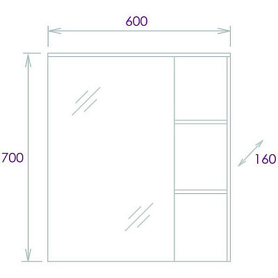 Шкаф-зеркало Onika ЛЕГРАН дуб галифакс 60.00У