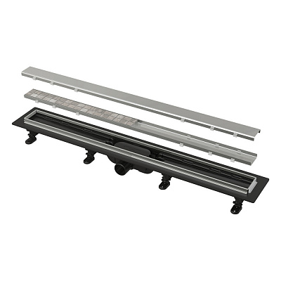 Водоотводящий желоб с порогами из нержавеющей стали для двусторонней решетки AlcaPlast APZ20-650