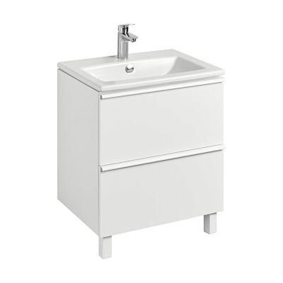 Тумба с раковиной Aquaton Хюгге 60 2 ящика белый матовый, 1A280701HG2B0