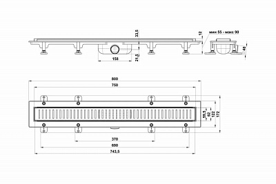Душевой трап GOOD DOOR 750, ТЛ00041