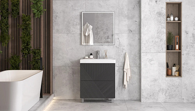 Тумба напольная Edge 700-0-2 (9696) графит Velvex tn EDG 9696 70 2Y (под раковину 217503)