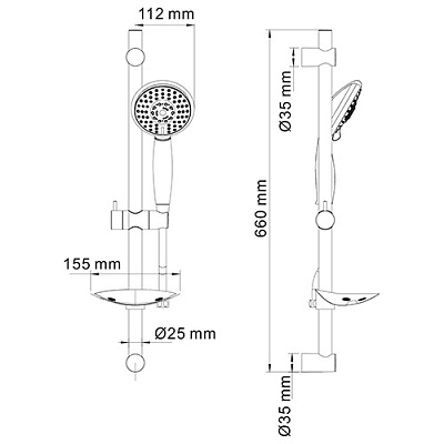 Душевой комплект 66 см WasserKRAFT A004